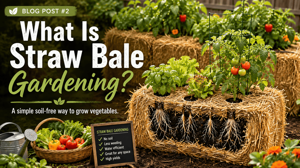 What Is Straw Bale Gardening? How This Soil-Free Growing Method Works 1 Vegetables growing in a conditioned straw bale garden